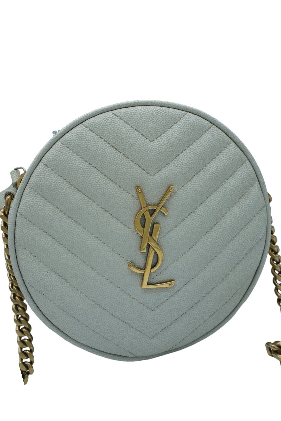 SAINT LAURENT - White Matelassé Leather Jade Crossbody Bag