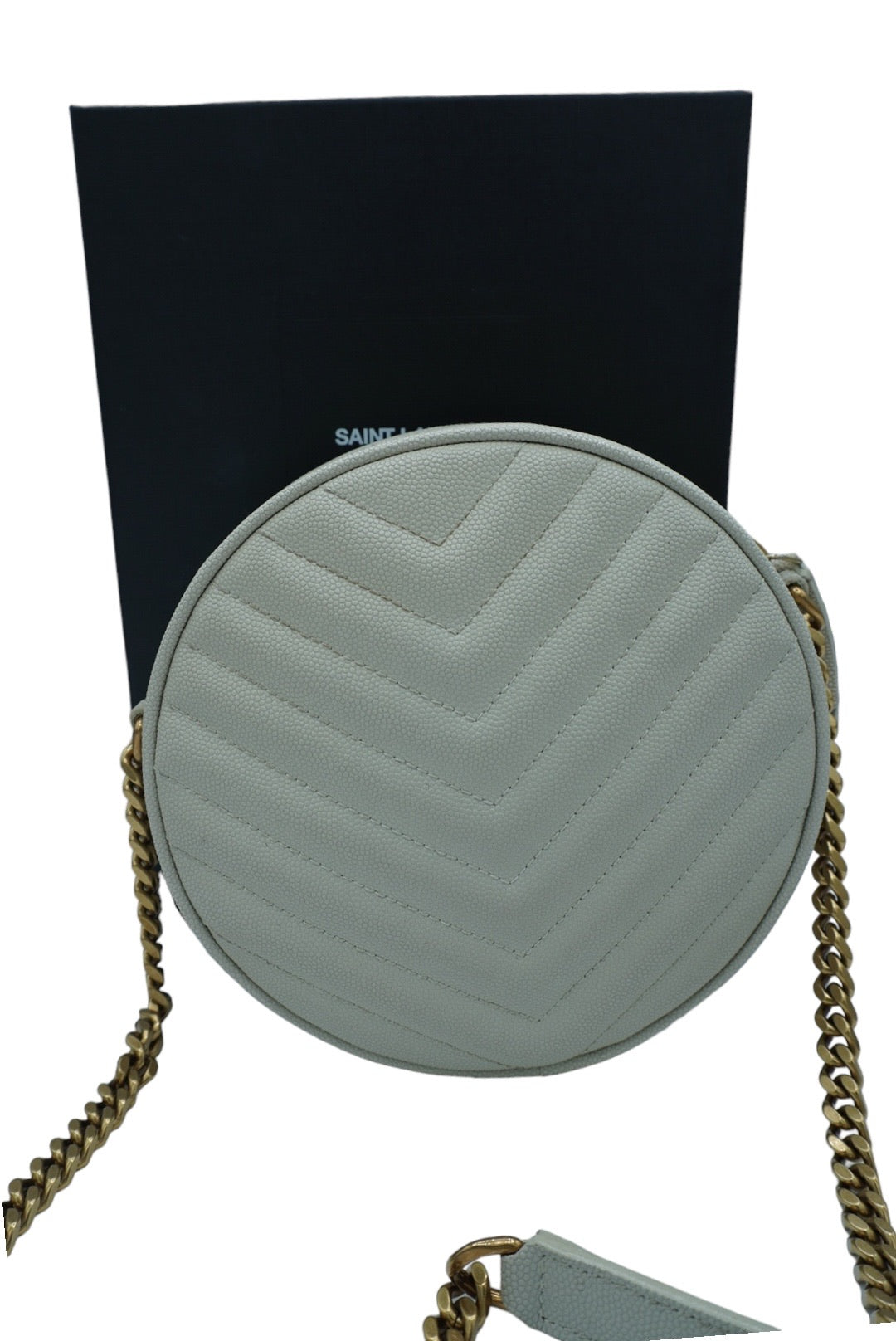 SAINT LAURENT - White Matelassé Leather Jade Crossbody Bag