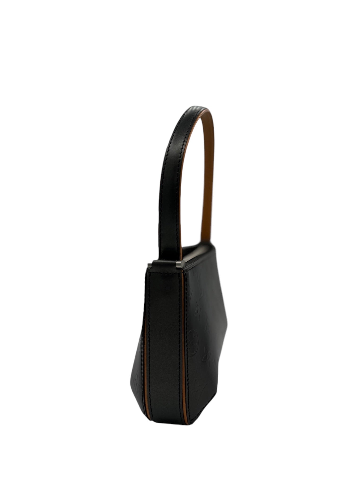 PRE-OWNED LV Black Mat Monogram Fowler Shoulder Bag