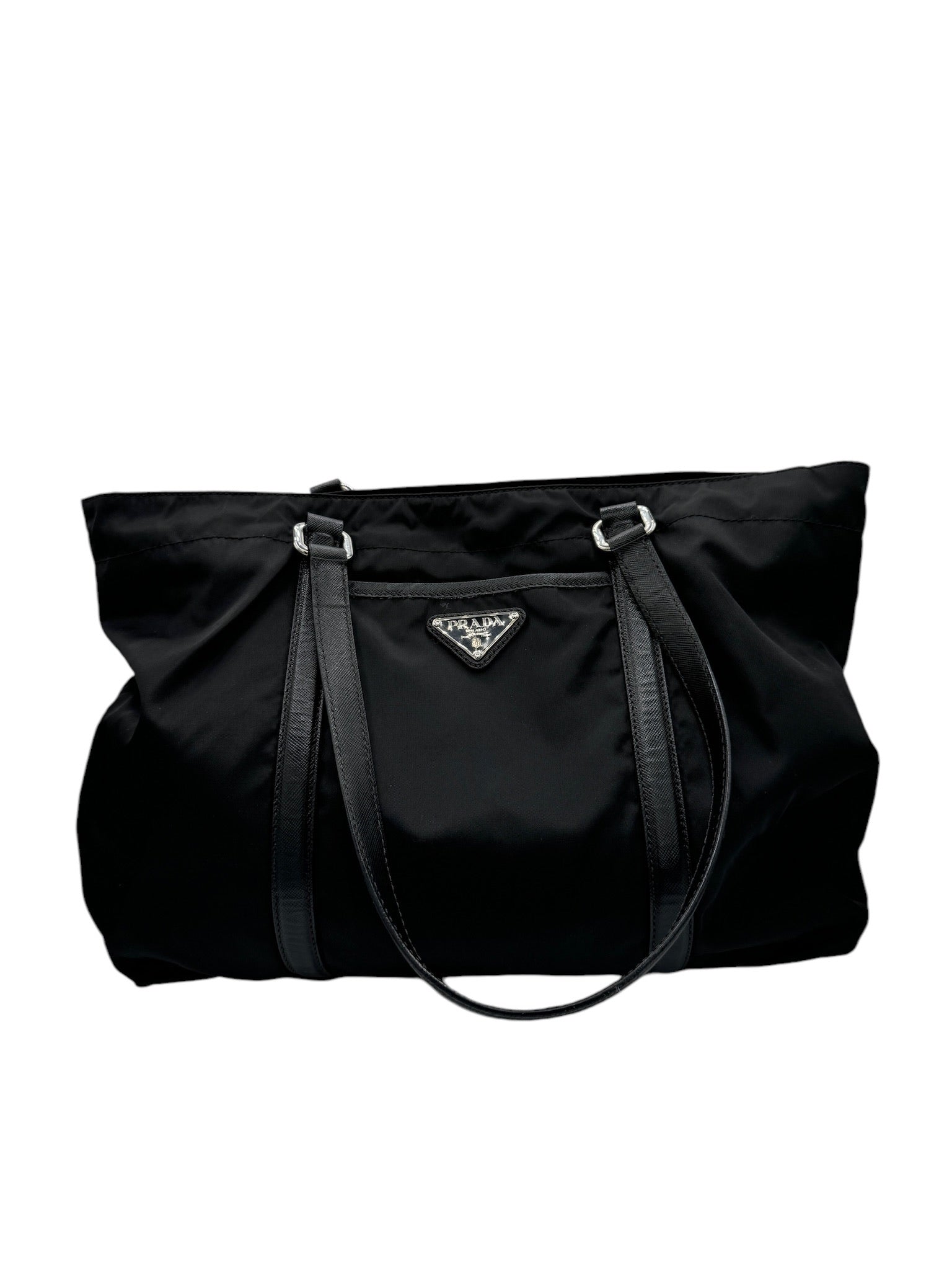 PRE-OWNED - Black Nylon And Leather Tote Bag