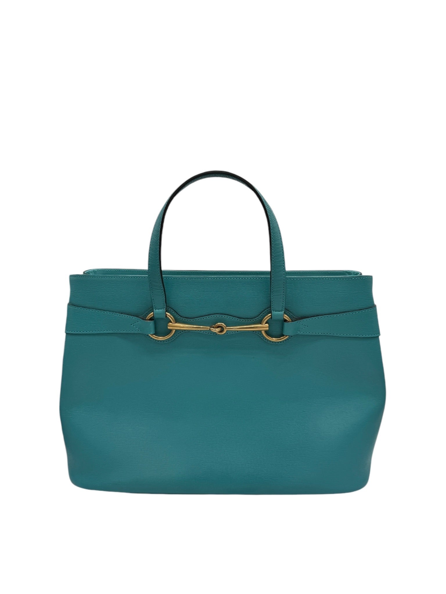 Bolso tote mediano de piel de becerro texturizada en color azul GG de segunda mano