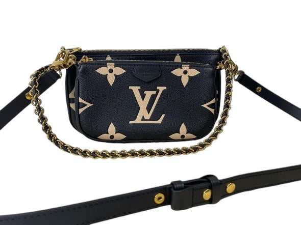 PRE-OWNED LV Black Beige Multi Pochette Accessoires