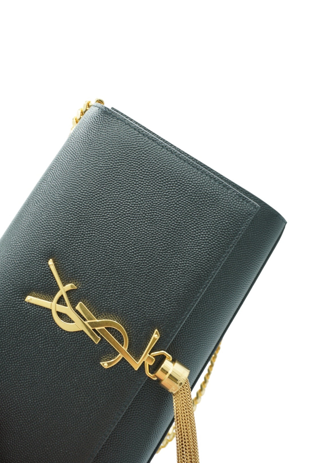 SAINT LAURENT - Kate Chain Wallet In Grain De Poudre Leather