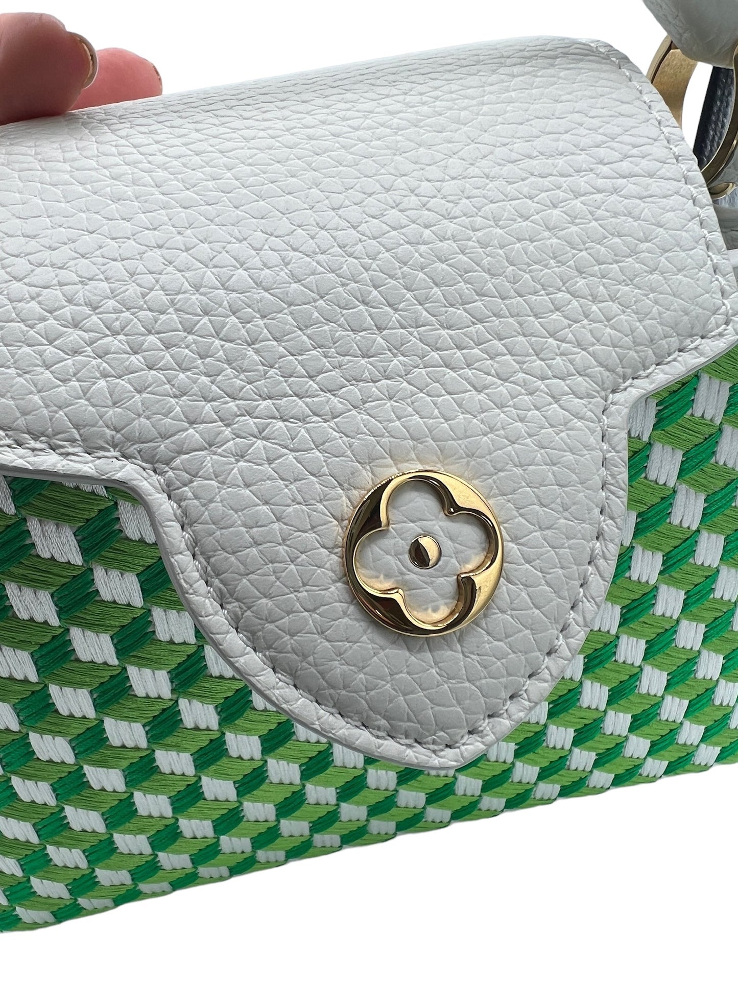 PRE-OWNED LV Blanc Vert Capucines Mini Capucines Handbag