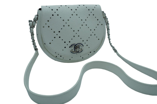 CHANEL - White CC Perforated Shoulder Bag