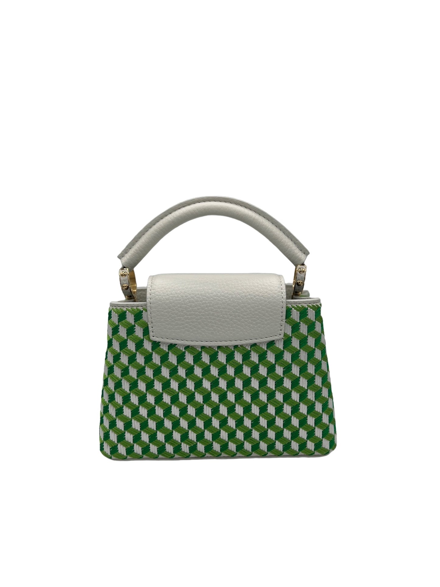 PRE-OWNED LV Blanc Vert Capucines Mini Capucines Handbag