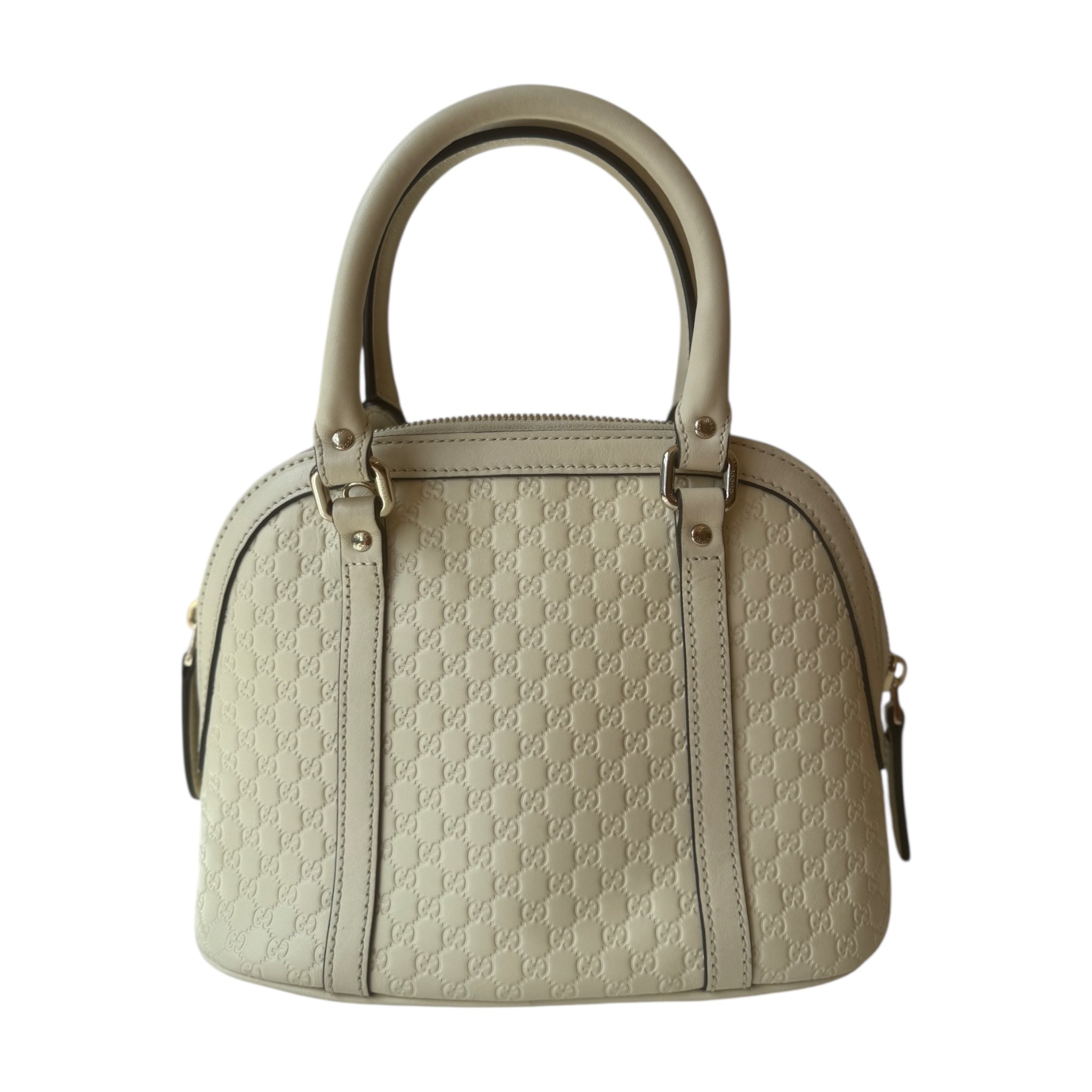 Bolso de hombro GG Soft Microguccissima Mini Dome en color marfil de segunda mano