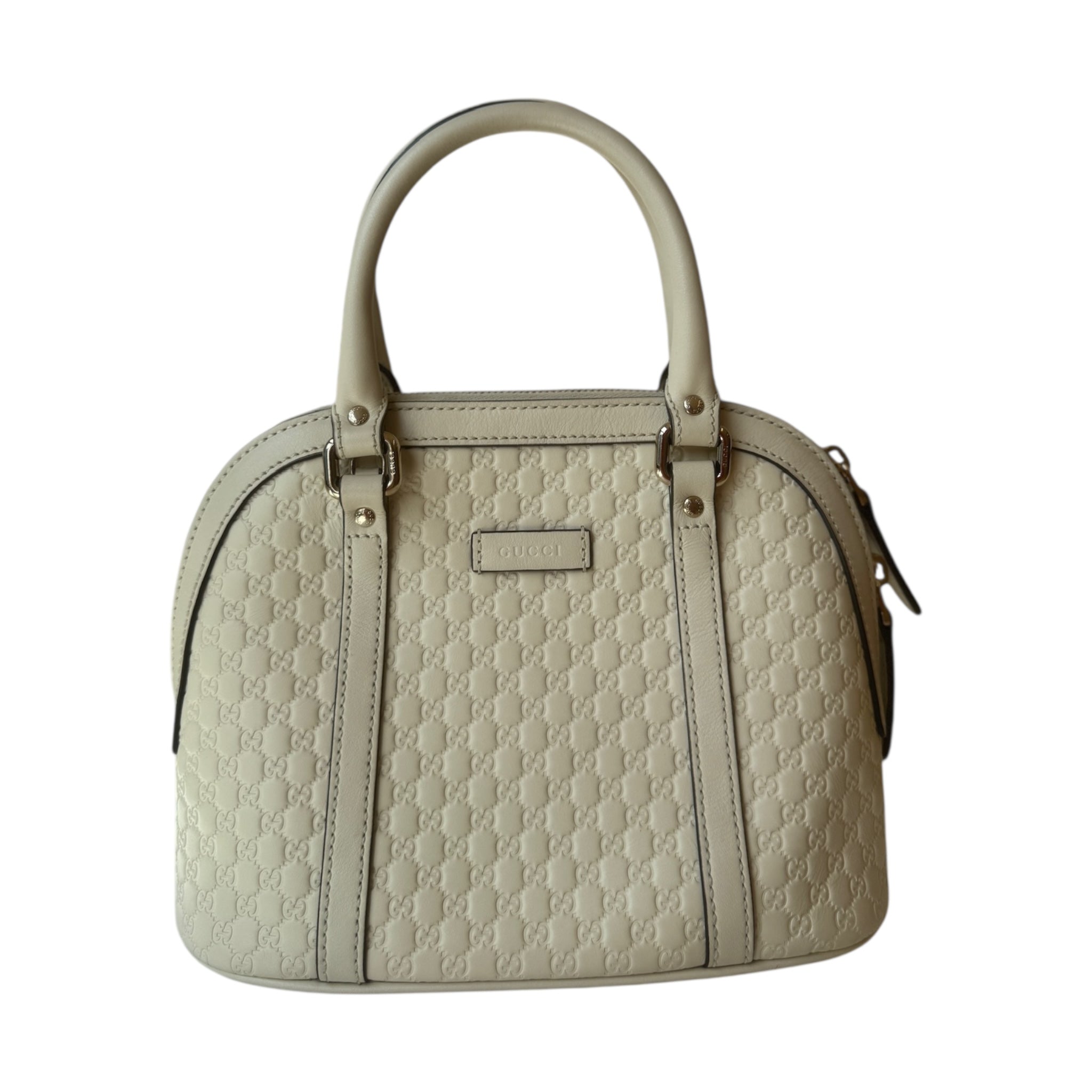 Bolso de hombro GG Soft Microguccissima Mini Dome en color marfil de segunda mano