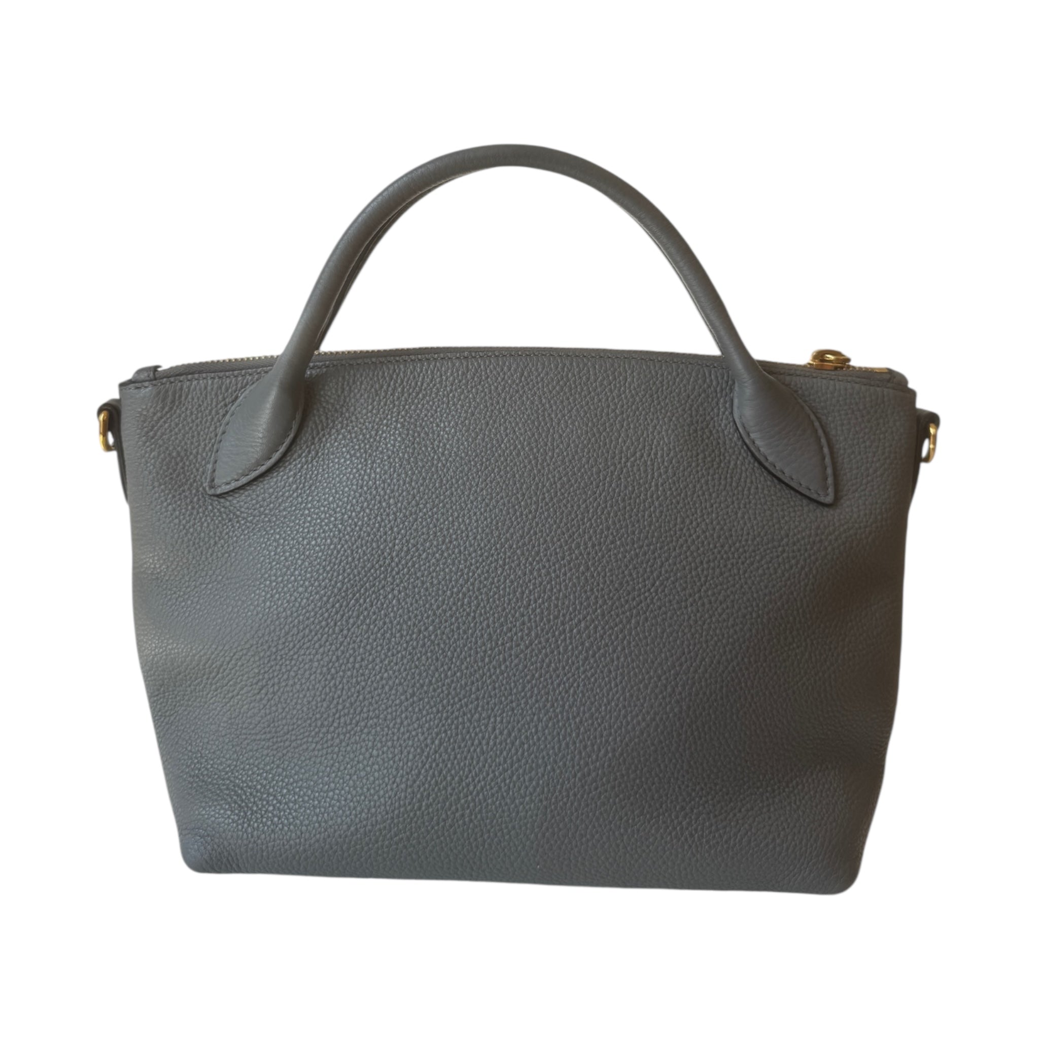 PRE-OWNED Grained Grey Leather Vitello Handbag