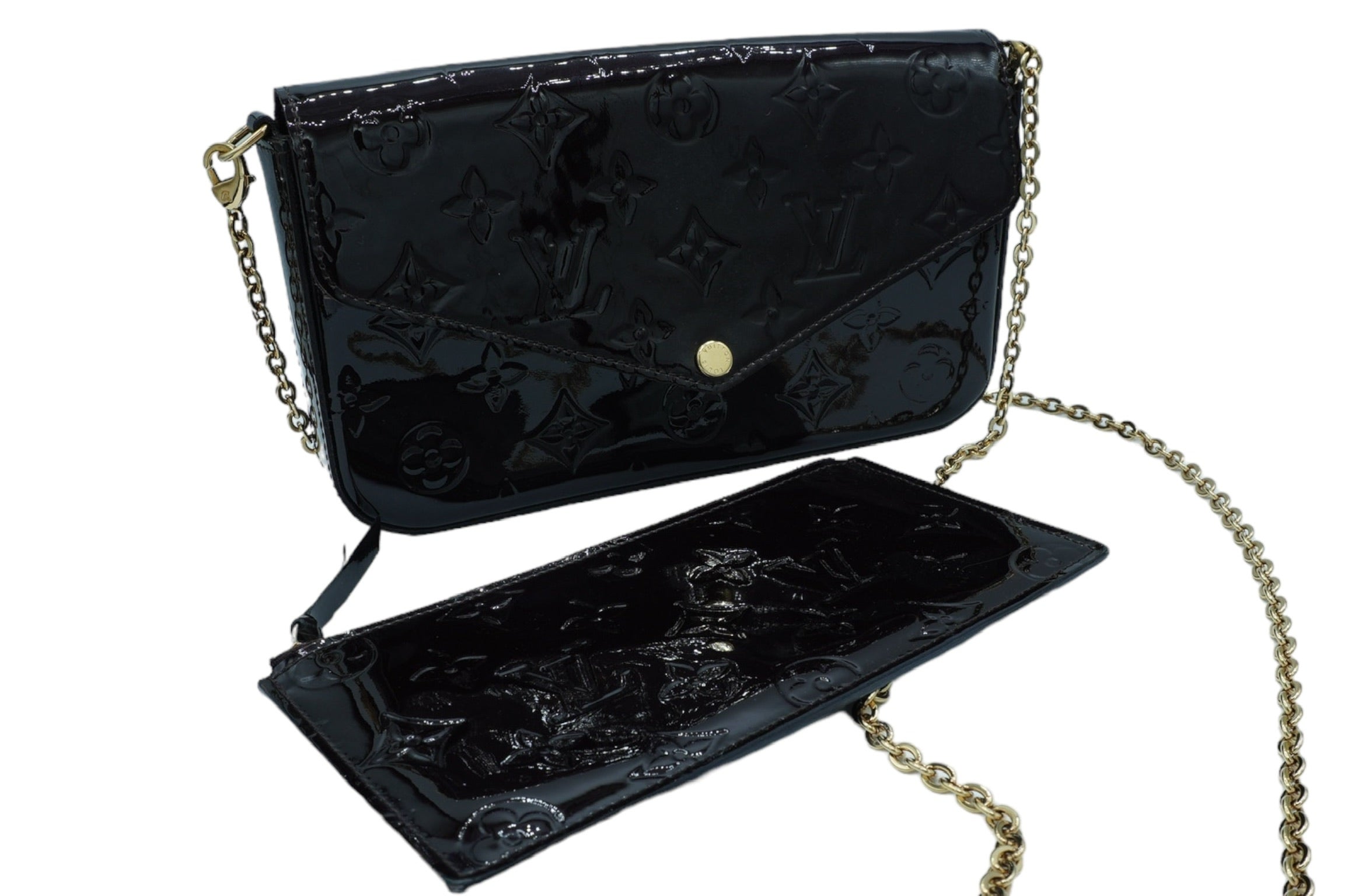 LOUIS VUITTON - Felicie Monogram Wallet Amarante Monogram Vernis Leather