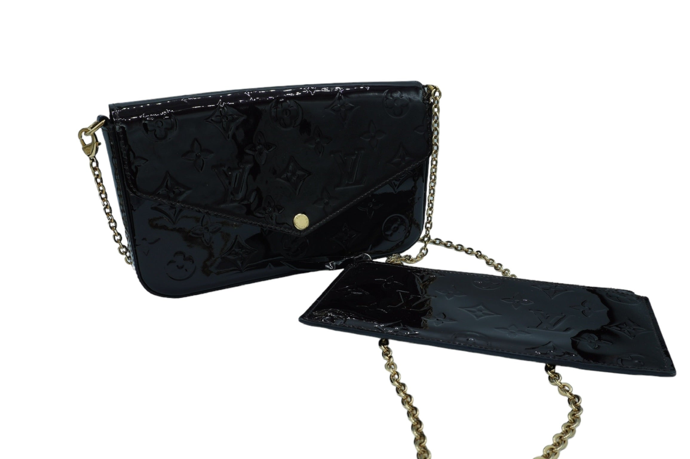 LOUIS VUITTON - Felicie Monogram Wallet Amarante Monogram Vernis Leather