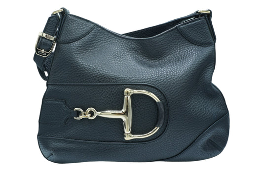 GUCCI - Horsebit Shoulder Bag Black Leather