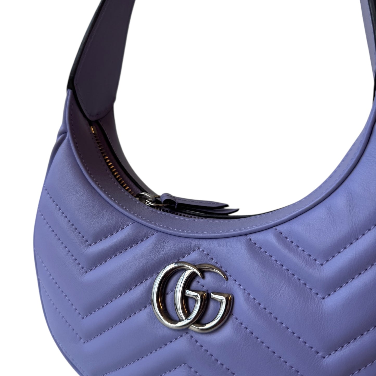 PRE-OWNED Lila GG Marmont Half-Moon Mini Shoulder Bag