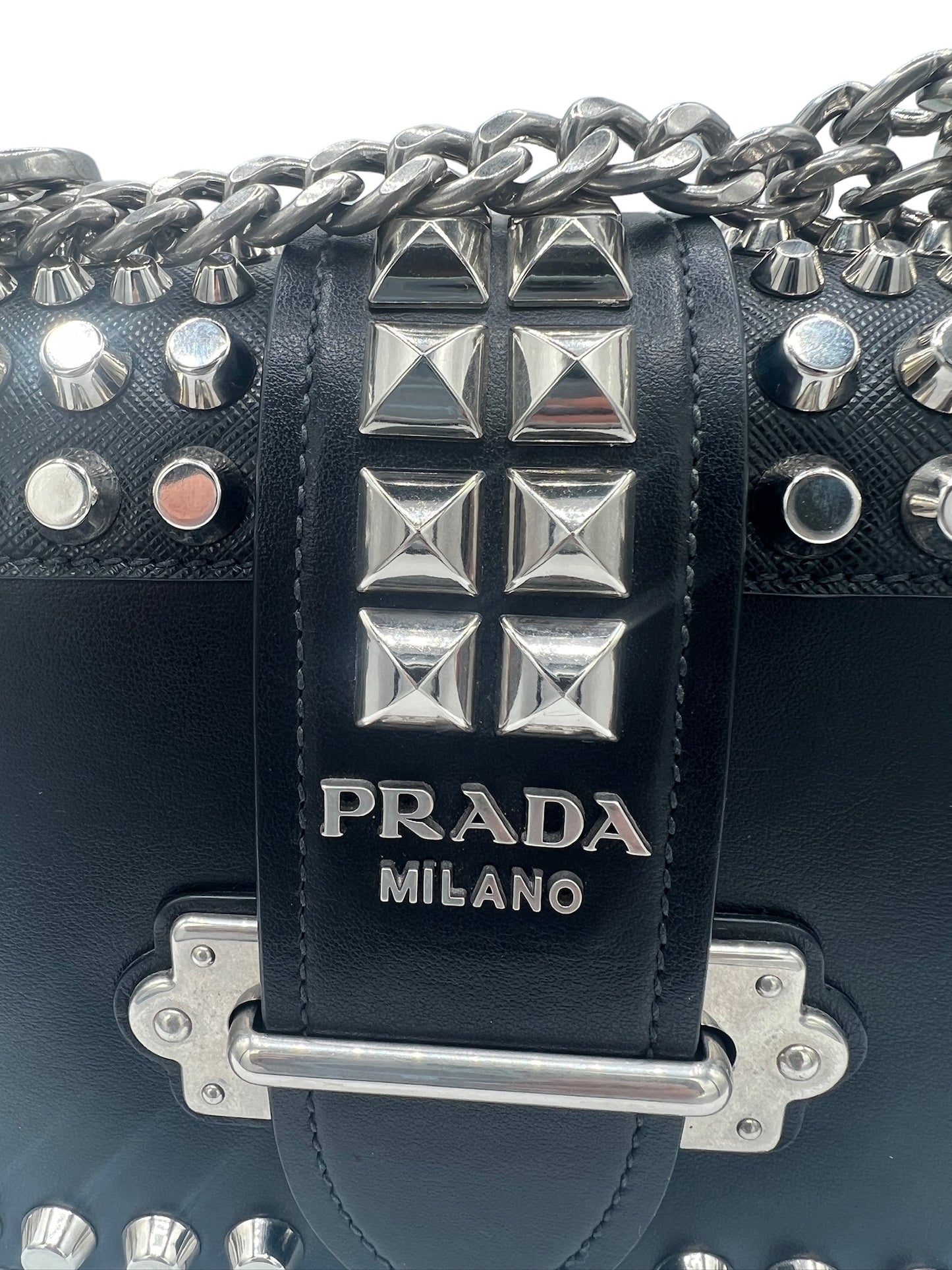 PRADA - Studded Saffiano Cahier Belt Crossbody Bag