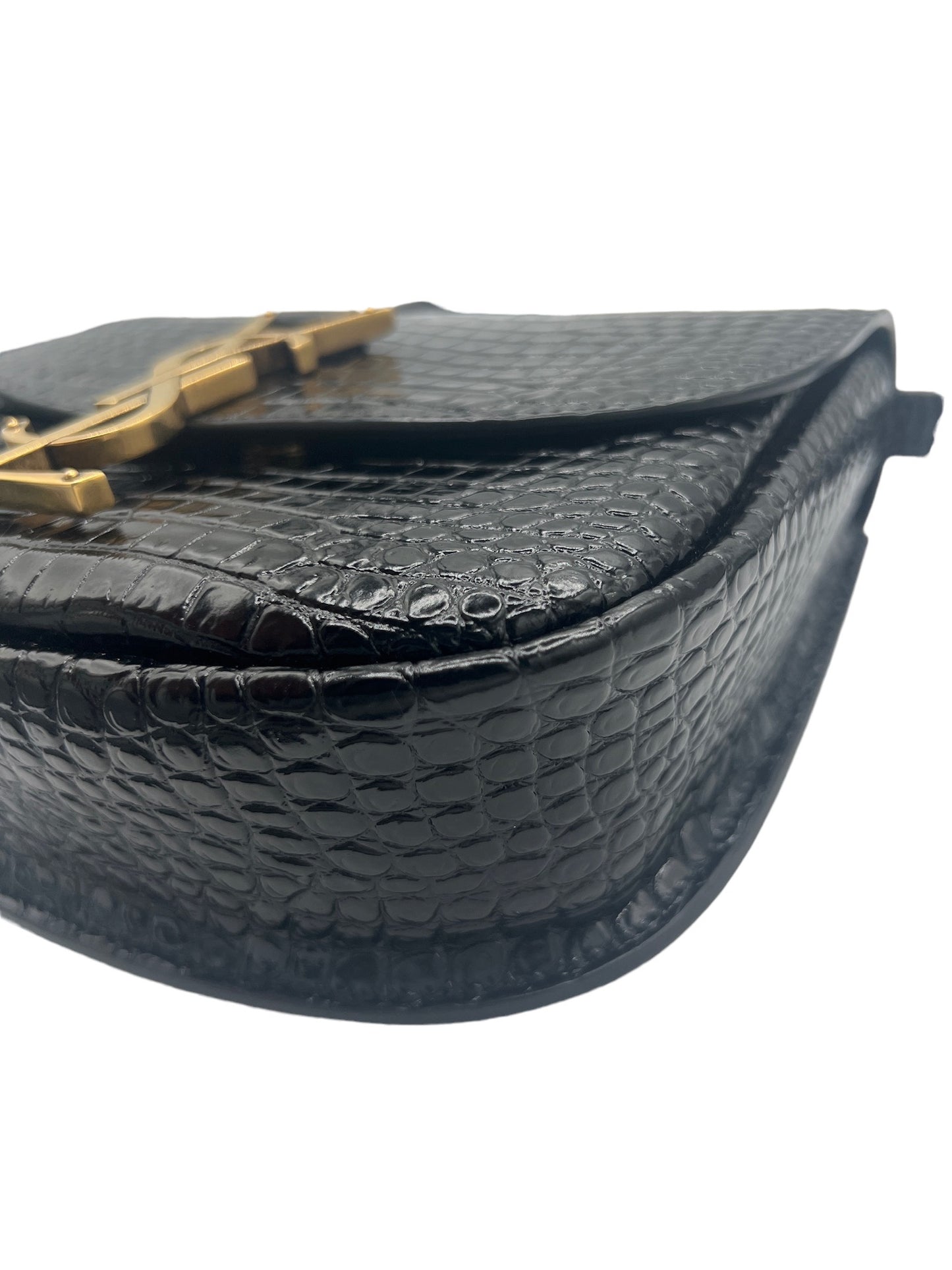 SAINT LAURENT - Kaia Medium YSL Croc-Embossed Stachel Crossbody Bag