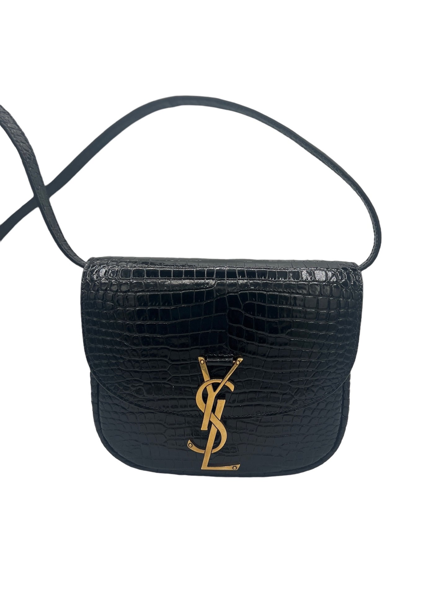 SAINT LAURENT - Kaia Medium YSL Croc-Embossed Stachel Crossbody Bag