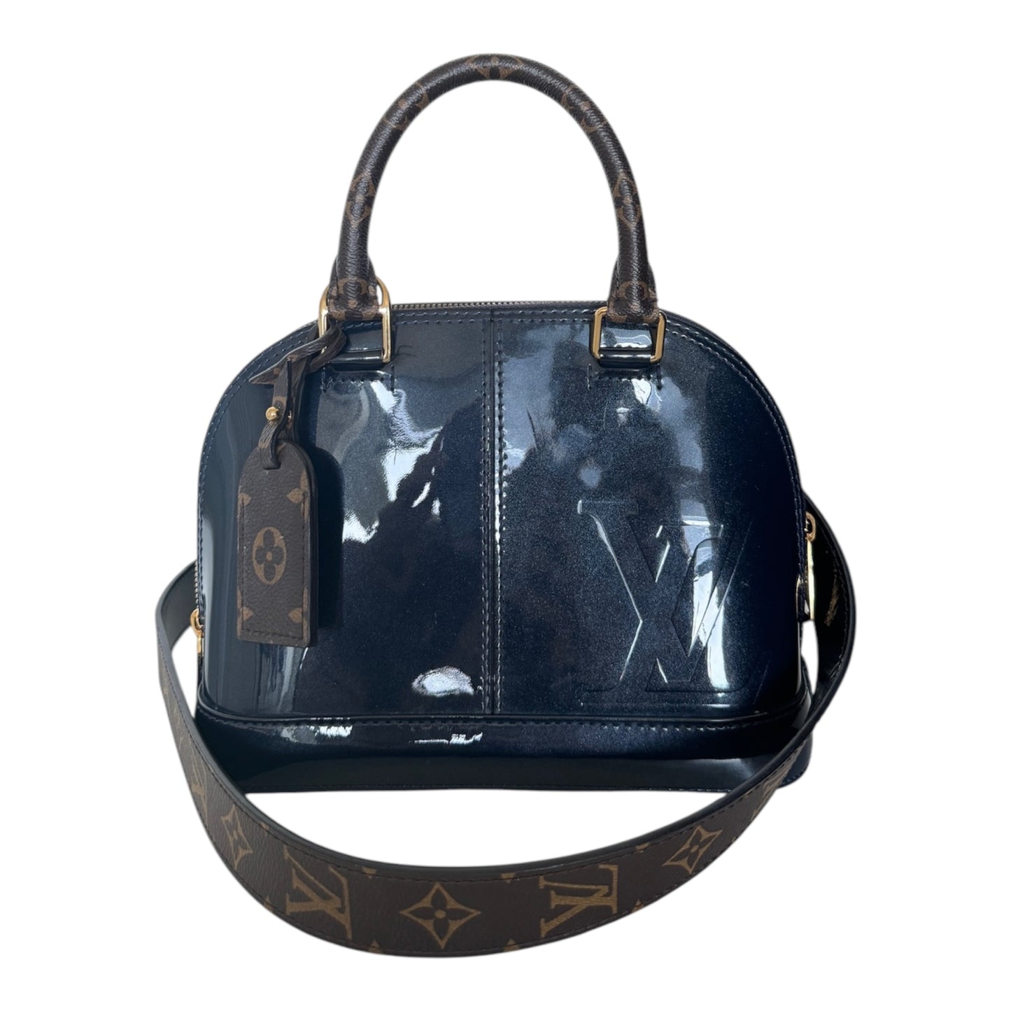 PRE-OWNED LV- Blue Vernis Lisse and Monogram Alma BB