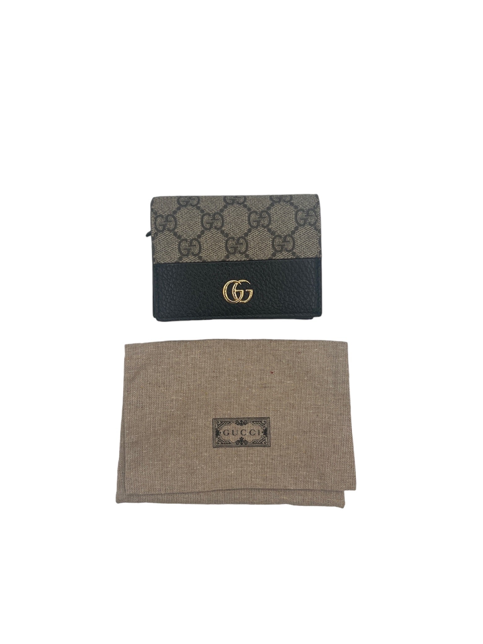 GUCCI - Cartera plegable de lona GG Marmont beige