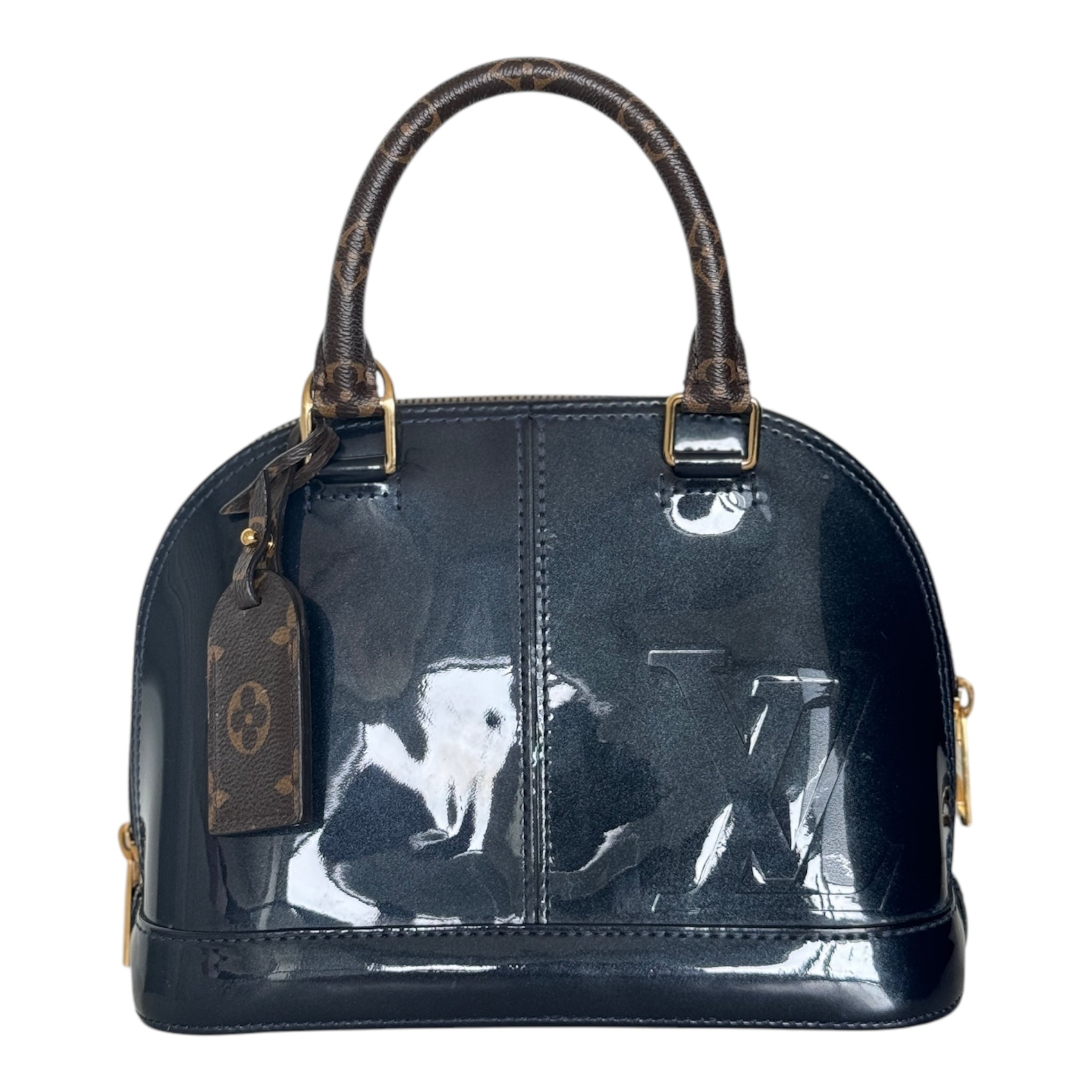 LV-Vernis Lisse azul y monograma Alma BB USADOS