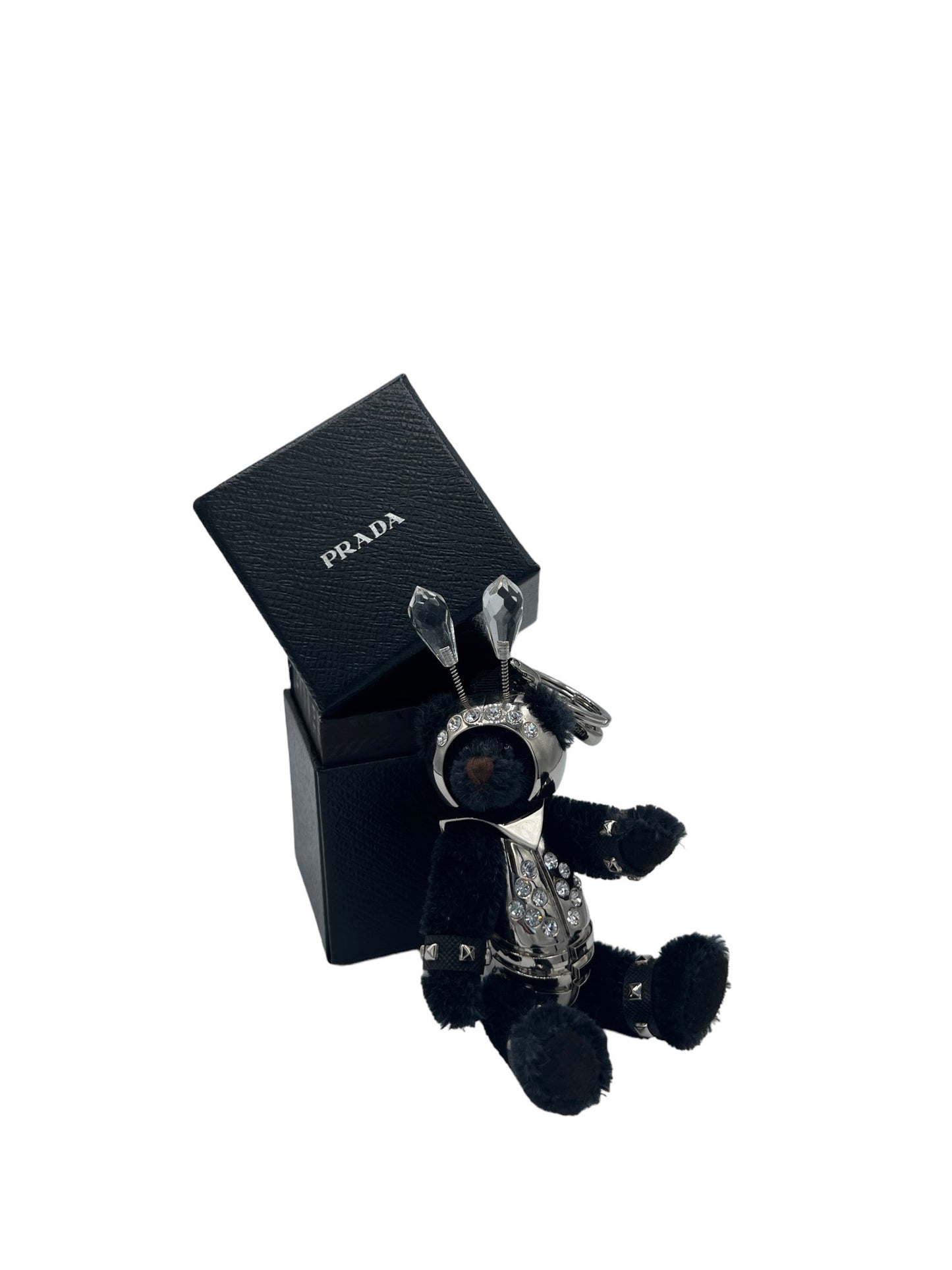 PRADA - Bag Charm Black Silver Acryl Polyester Hardware