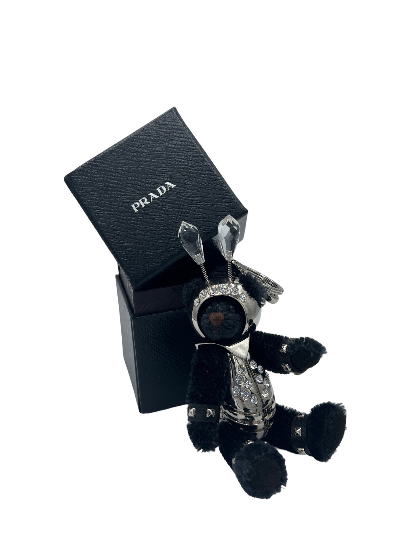 PRADA - Bag Charm Black Silver Acryl Polyester Hardware