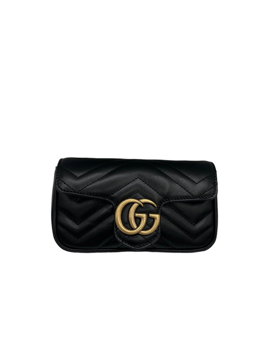 GUCCI - Bolso bandolera GG Super Mini Marmont en color negro