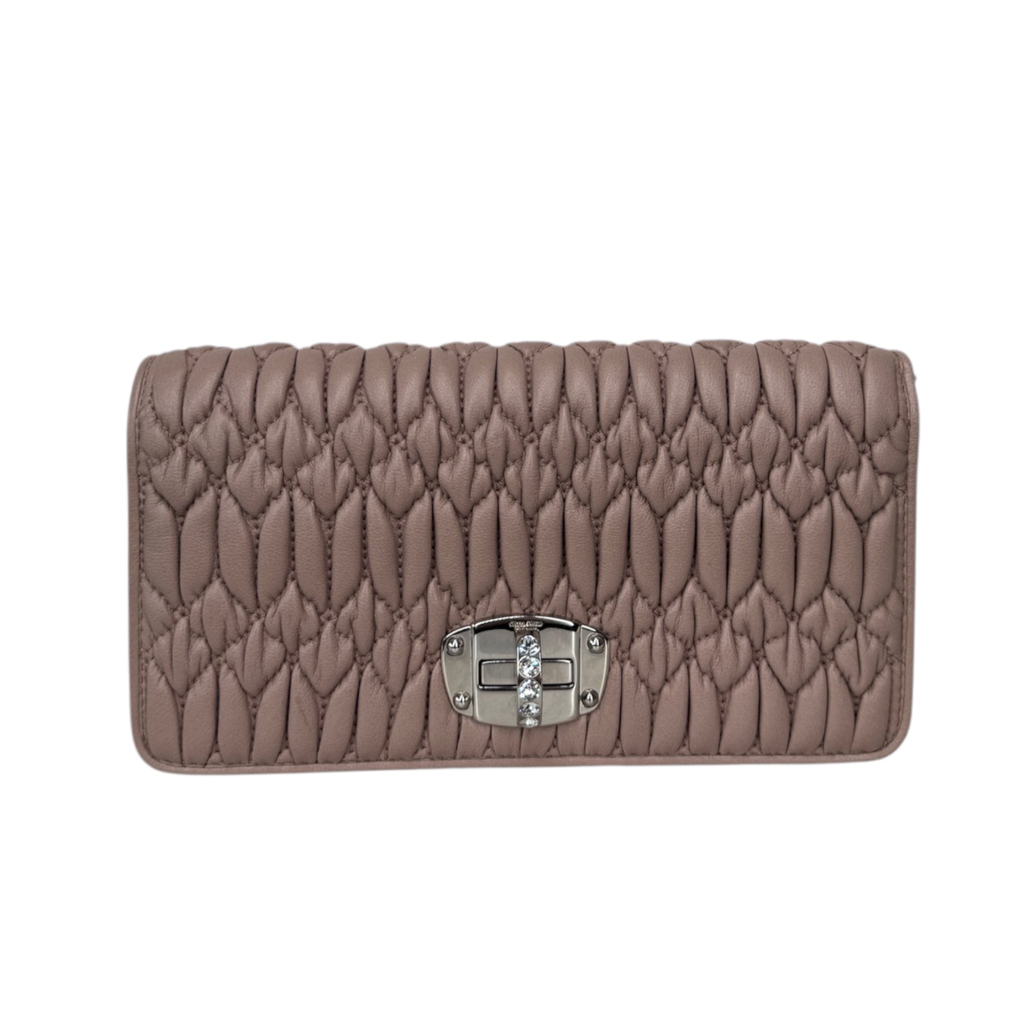 PRE-OWNED Crystal Flap Dust Pink Crossbody Bag
