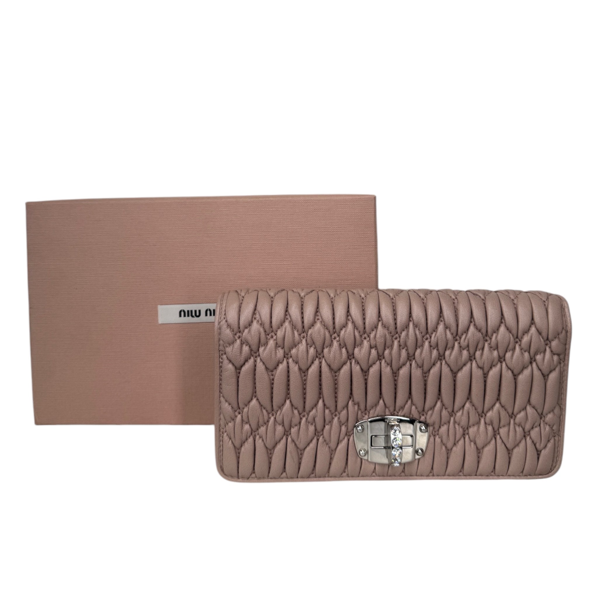 PRE-OWNED Crystal Flap Dust Pink Crossbody Bag