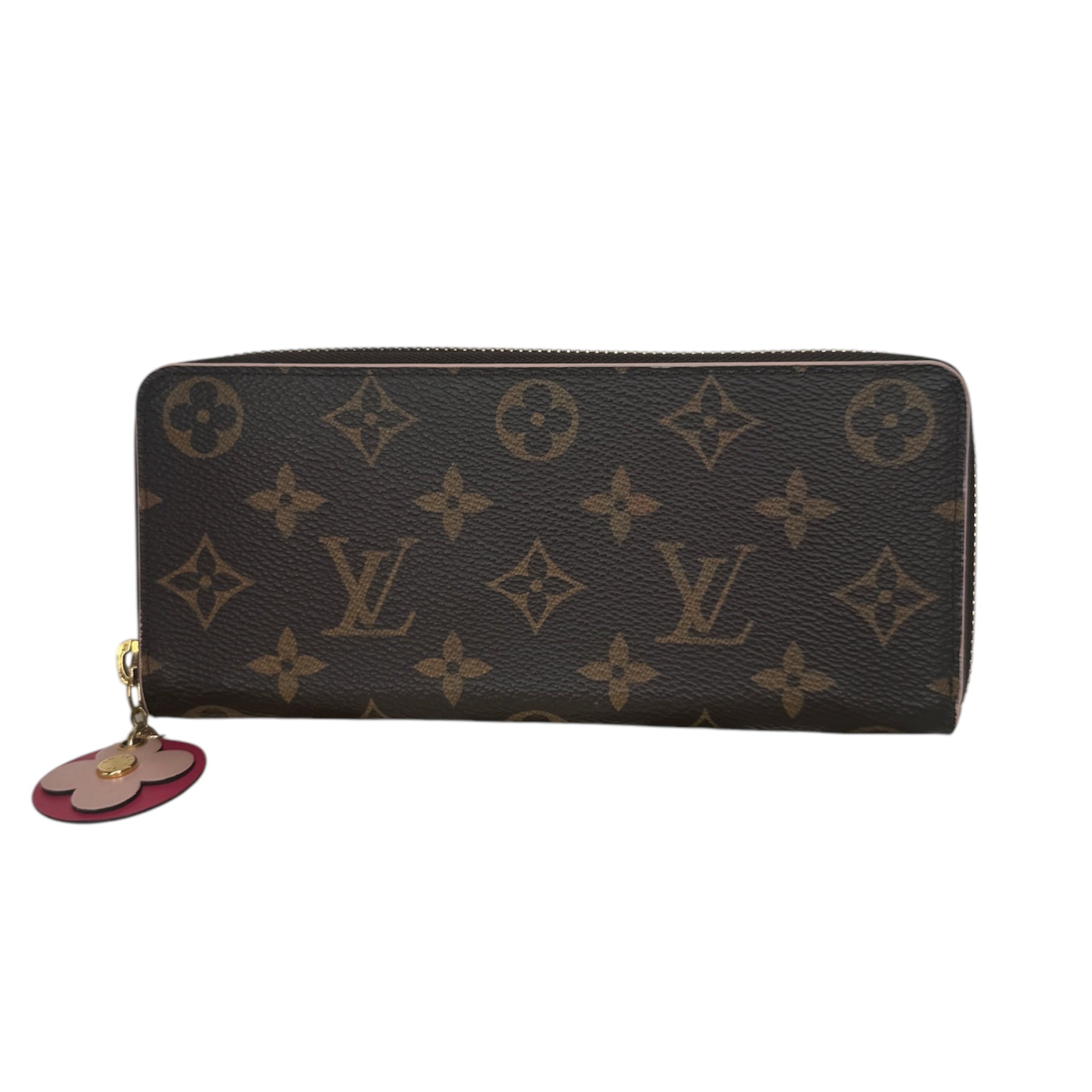 PRE-OWNED LV Monogram Canvas Clemence Flower Wallet