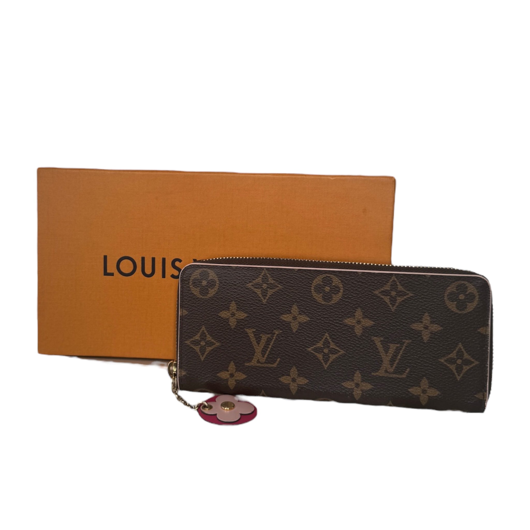 PRE-OWNED LV Monogram Canvas Clemence Flower Wallet