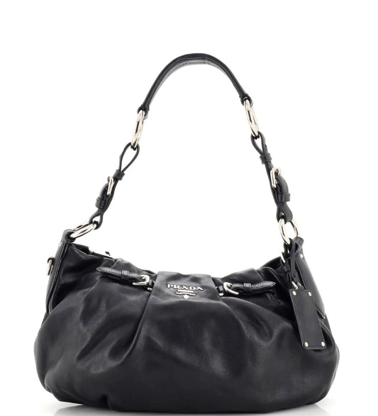 PRADA - Buckle Pleated Shoulder Bag