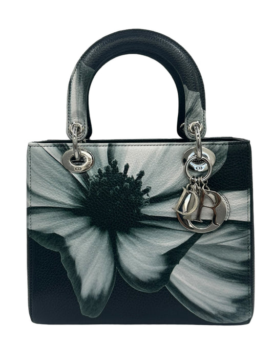 DIOR - Bolso mediano Lady Dior con estampado floral de piel de ciervo