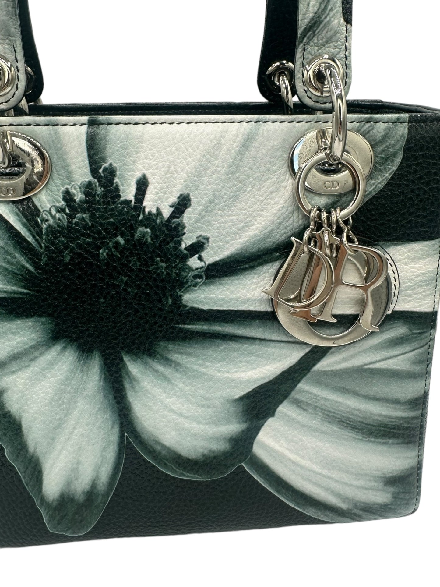 DIOR - Bolso mediano Lady Dior con estampado floral de piel de ciervo