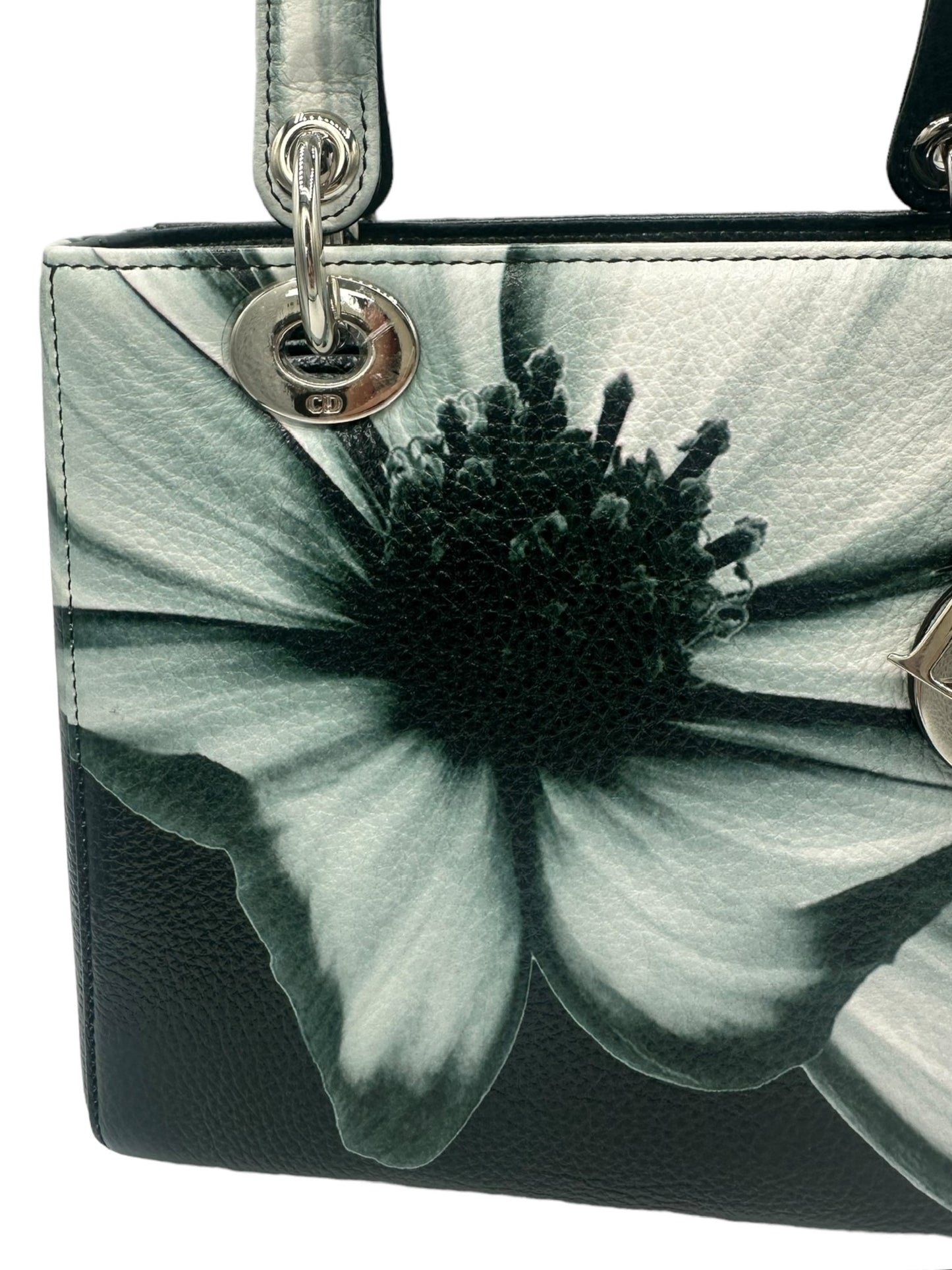 DIOR - Bolso mediano Lady Dior con estampado floral de piel de ciervo