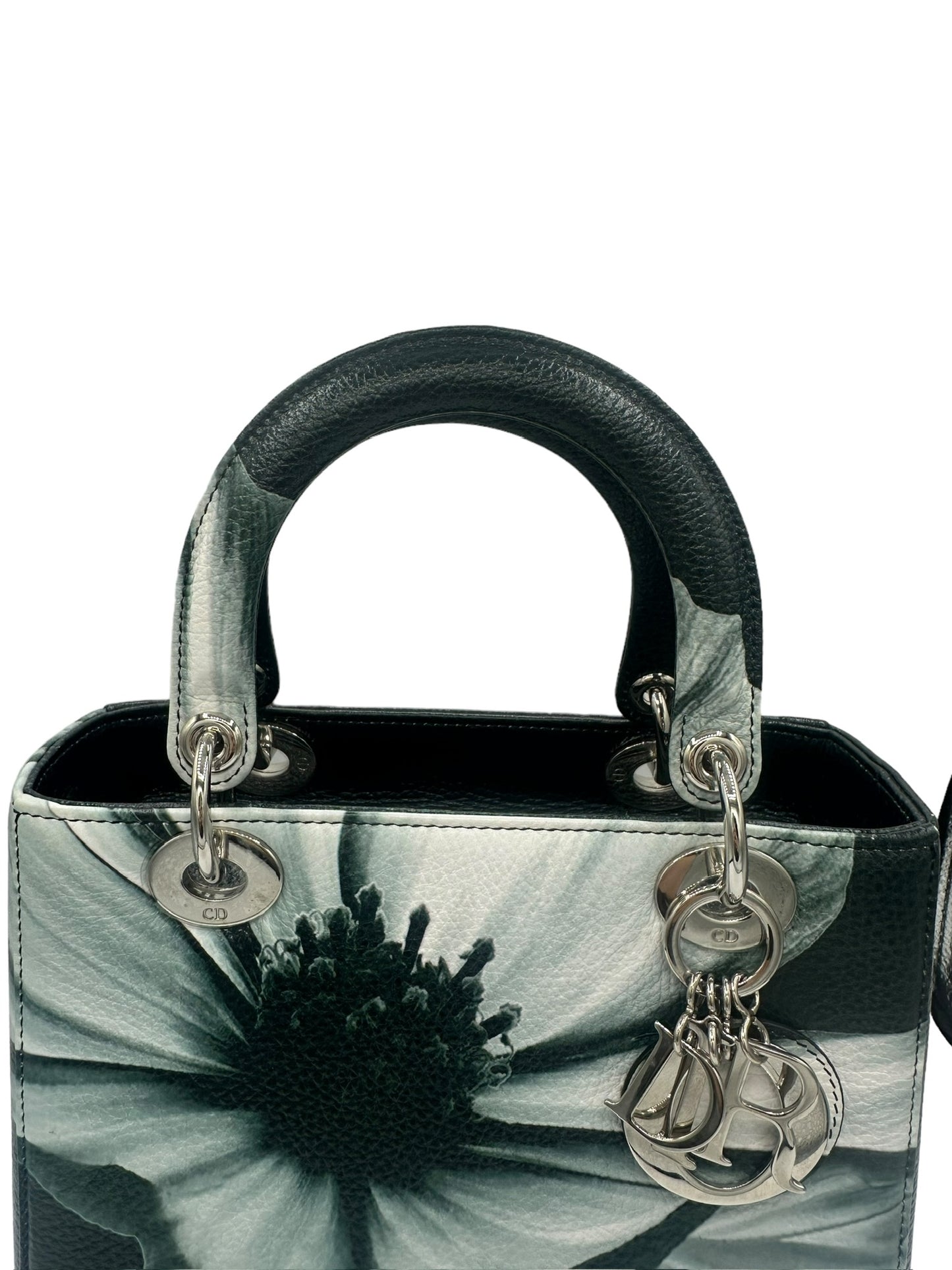 DIOR - Bolso mediano Lady Dior con estampado floral de piel de ciervo