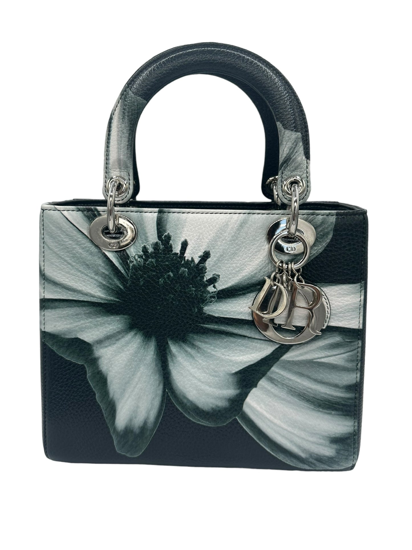 DIOR - Bolso mediano Lady Dior con estampado floral de piel de ciervo