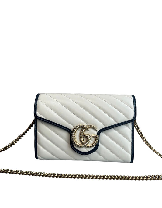 GUCCI - Blue/White Metalasse GG Marmont Bag