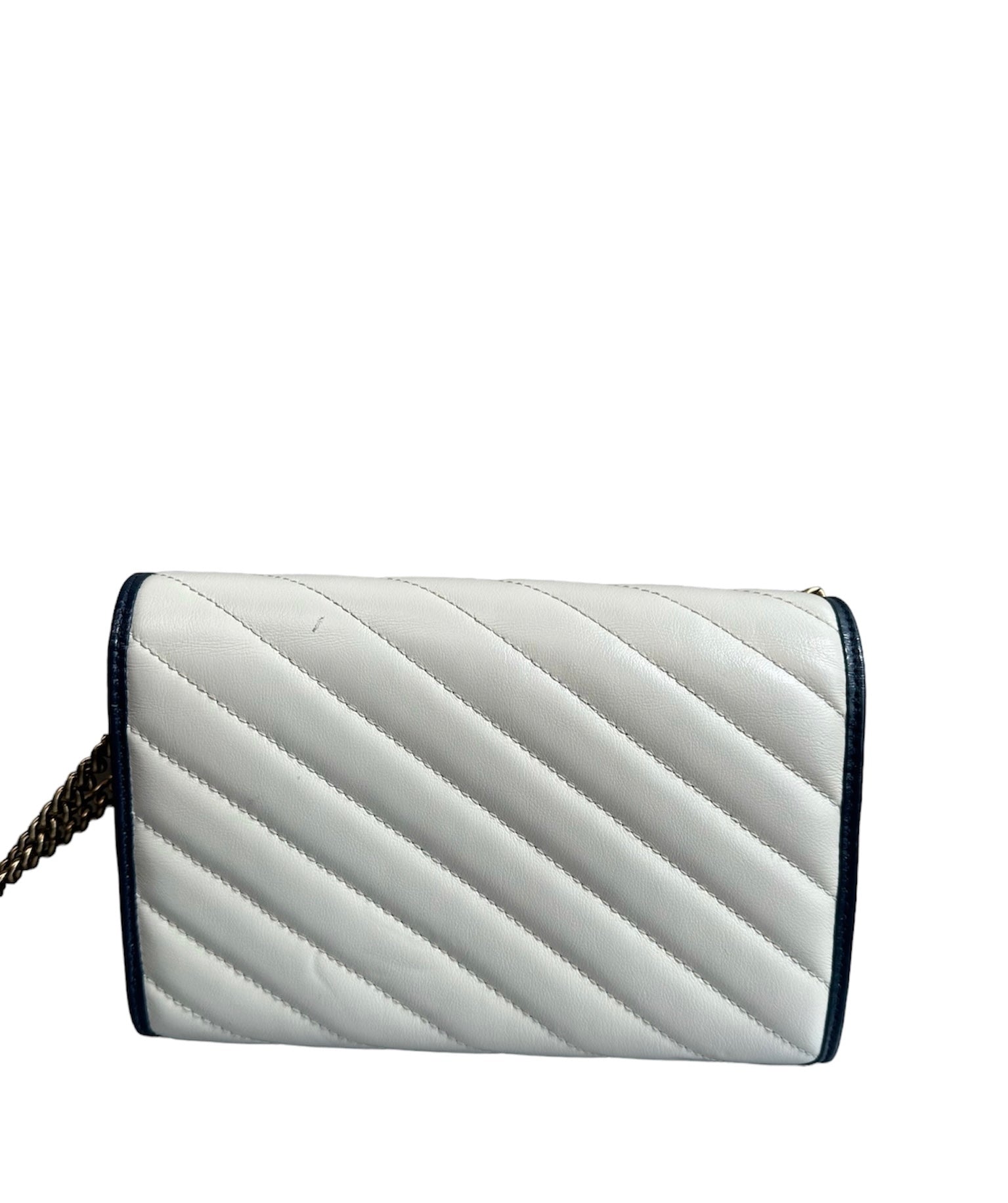 GUCCI - Bolso GG Marmont Metalasse azul/blanco