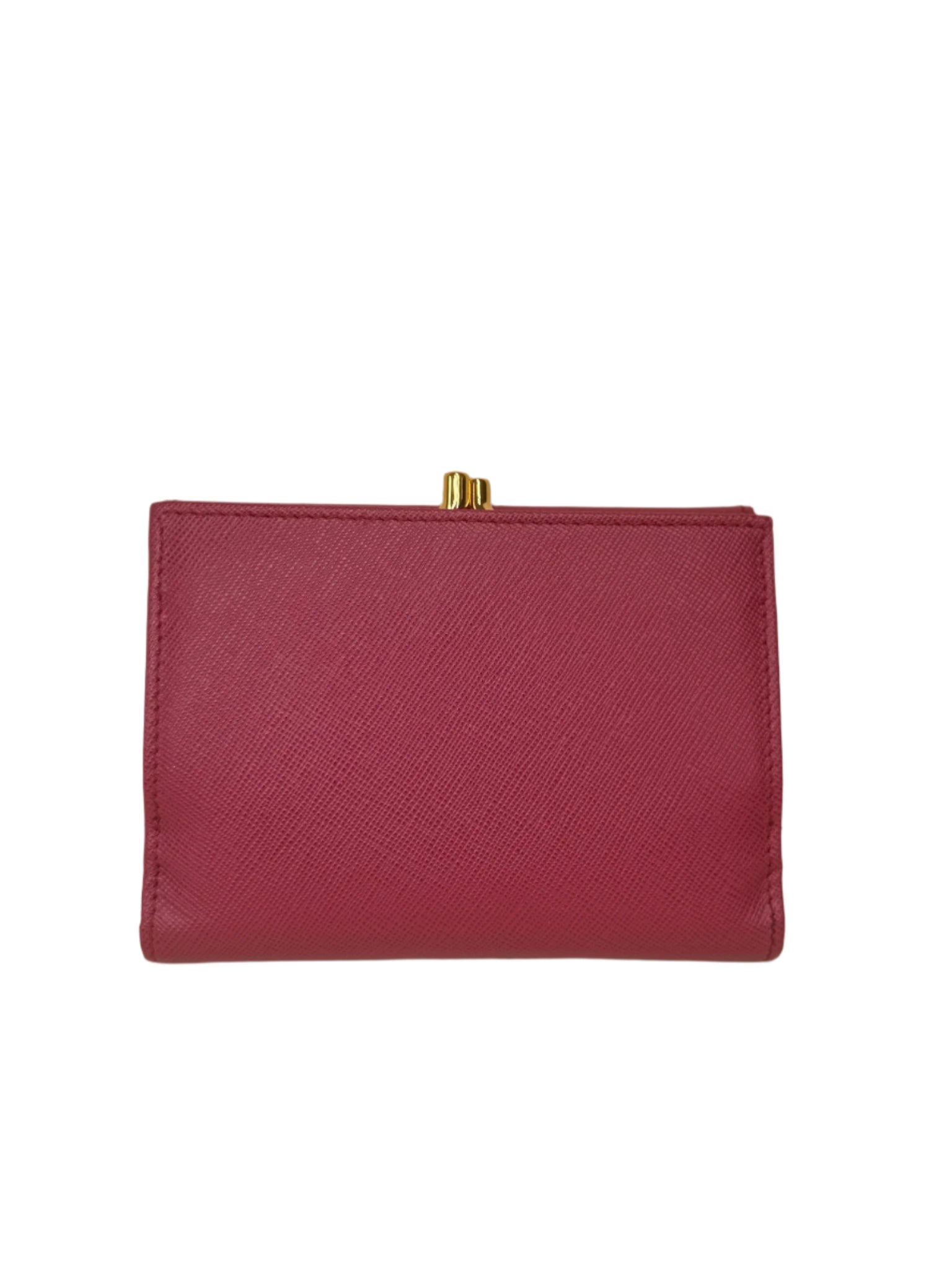 PRE-OWNED Saffiano Compact Kiss Lock Wallet Peonia
