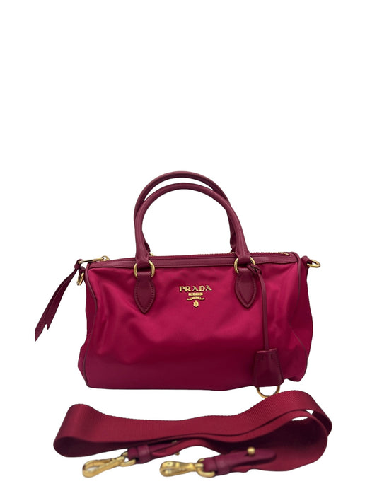 PRADA - Pink Nylon Leather Handbag