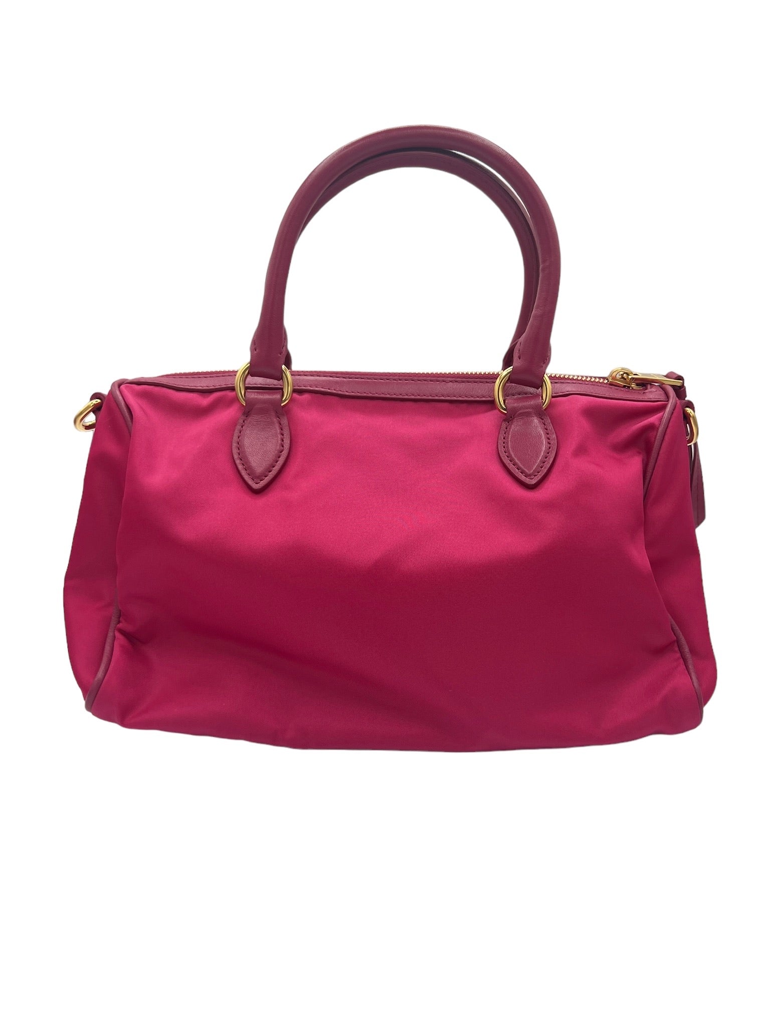 PRADA - Pink Nylon Leather Handbag