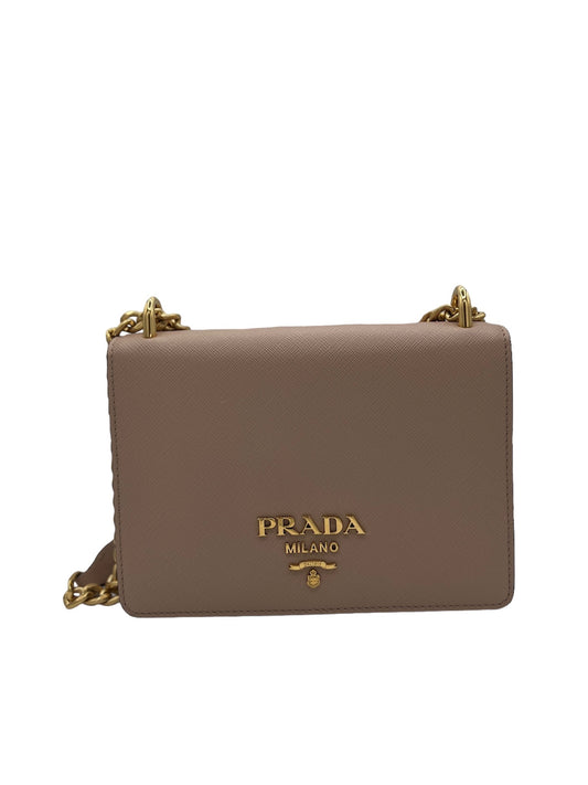 PRADA - Beige Saffiano Leather Shoulder Bag