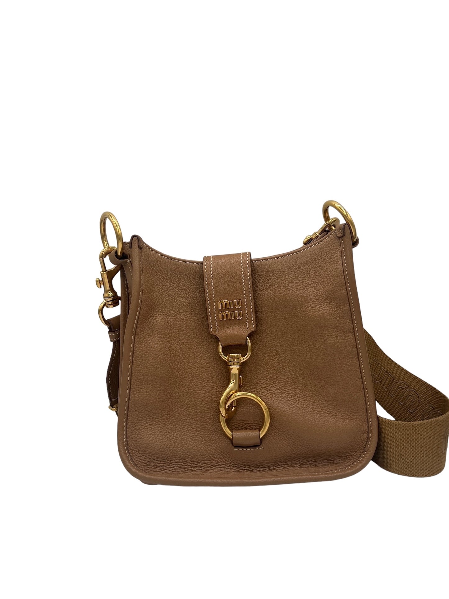 MIUMIU - Brown Leather Logo Shoulder Bag