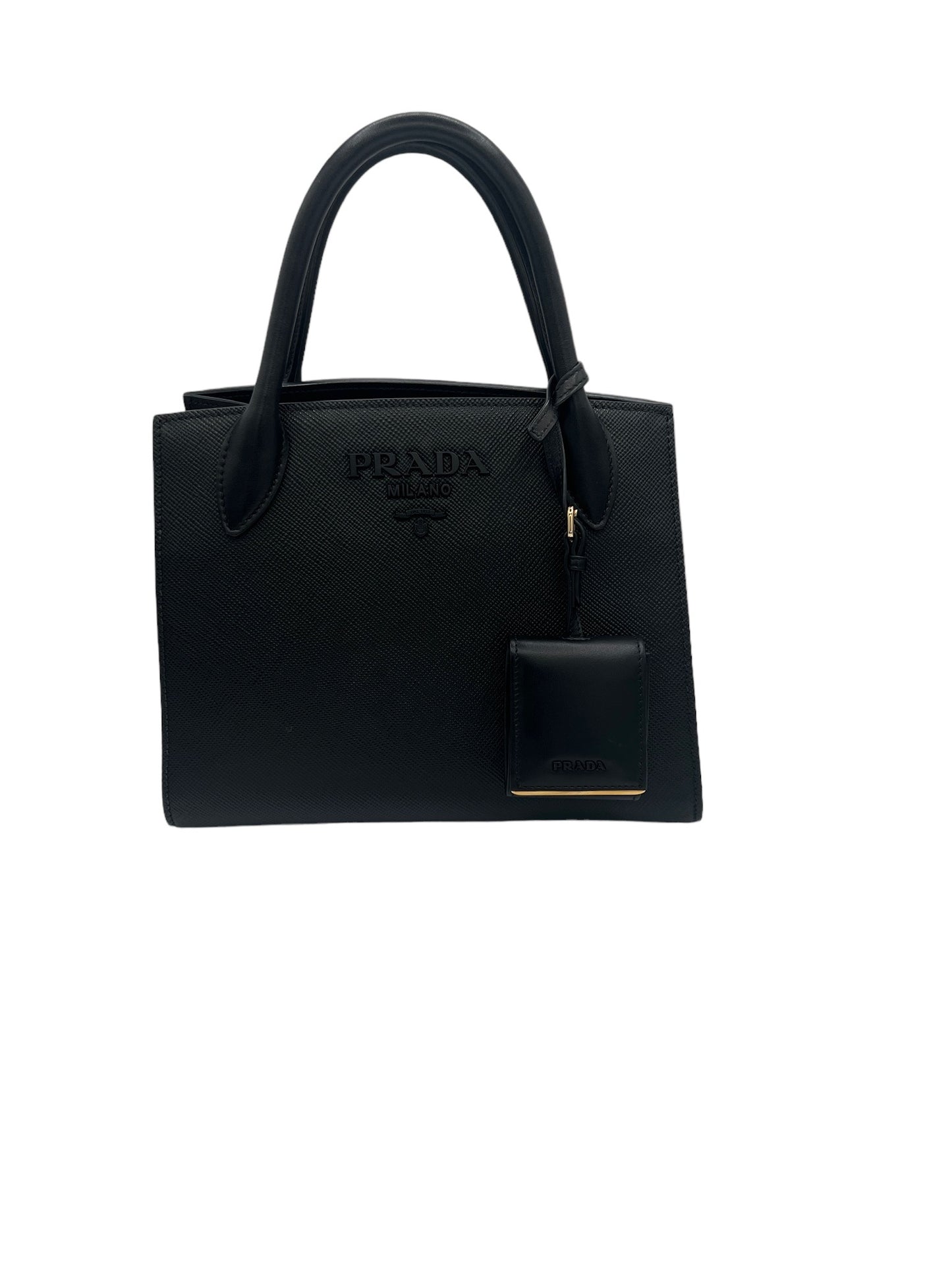 PRADA - Bolso tote monocromático de piel negra