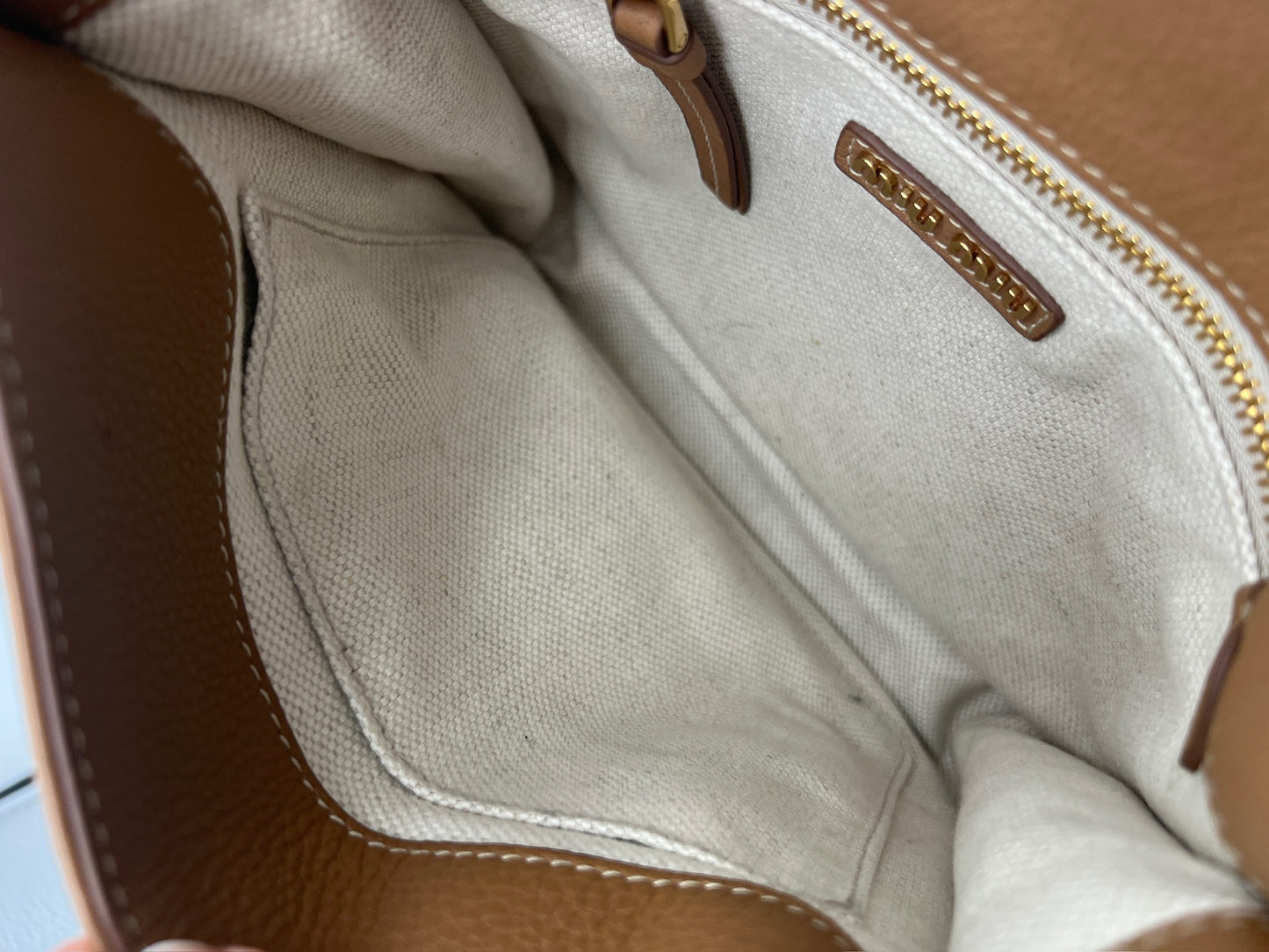 MIUMIU - Brown Leather Logo Shoulder Bag