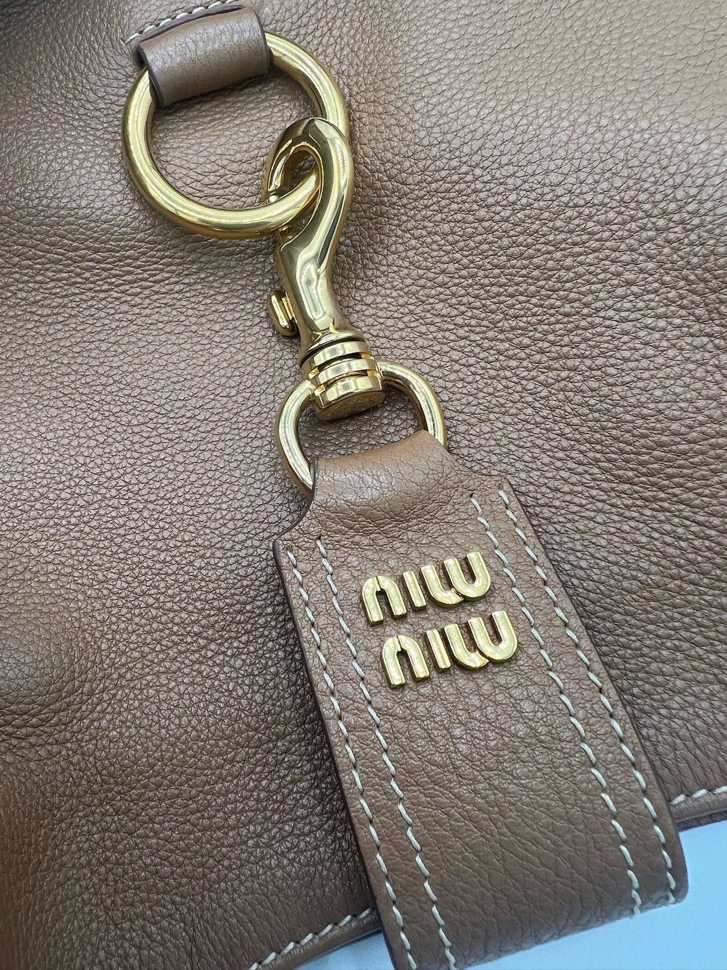 MIUMIU - Brown Leather Logo Shoulder Bag