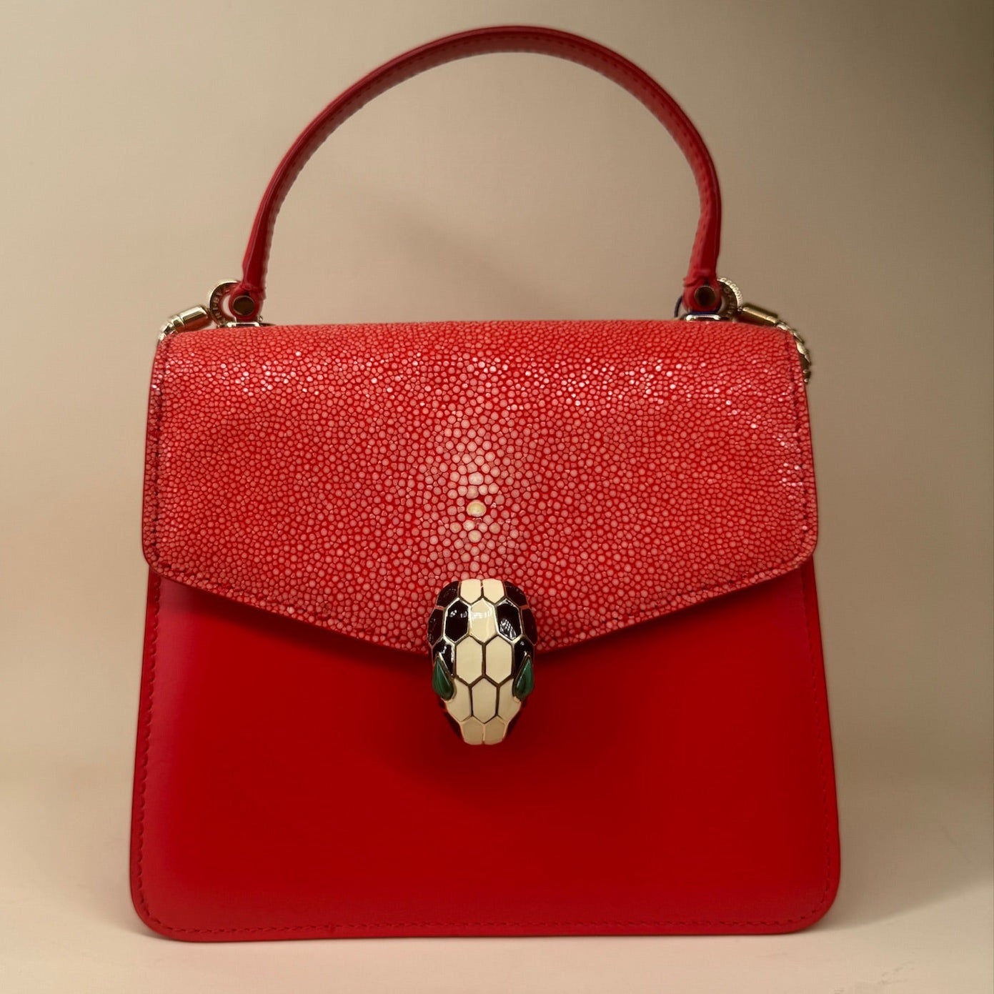 PRE-OWNED Red Stingray Serpenti Shoulder Bag