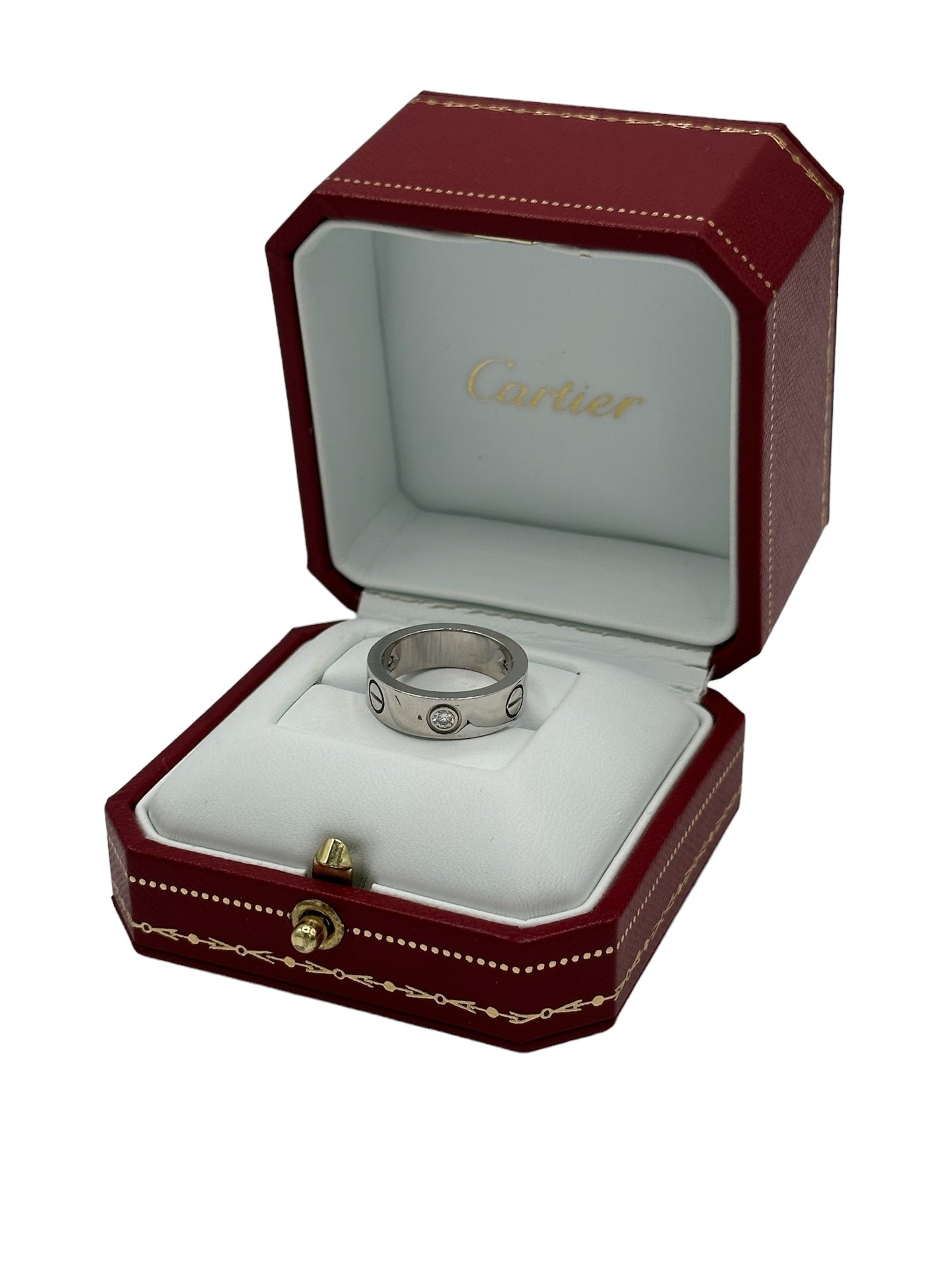 CARTIER - Love Ring Half Diamond Ring 18K White Gold Diamond