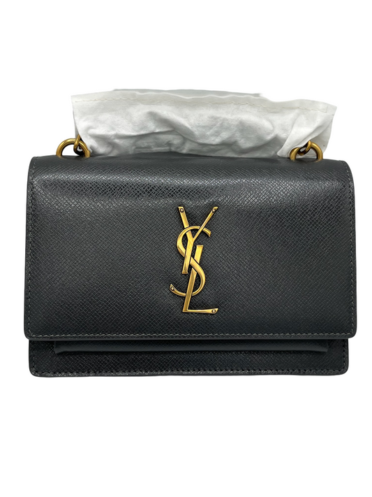SAINT LAURENT - Sunset Chain Wallet in Coated Bark Leather