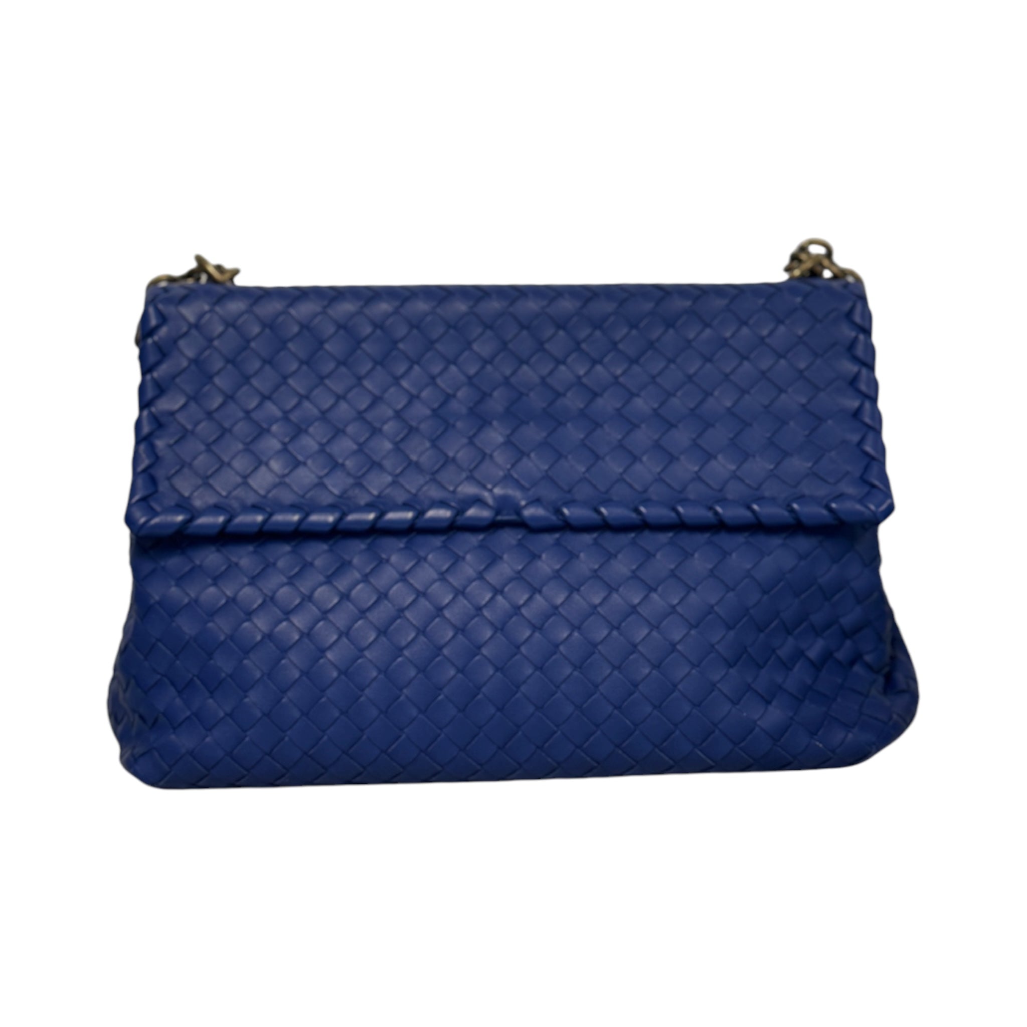 PRE-OWNED Navy Intrecciato Nappa Medium Olimpia Crossbody Bag